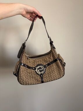y2k brown monogram canvas shoulder bag